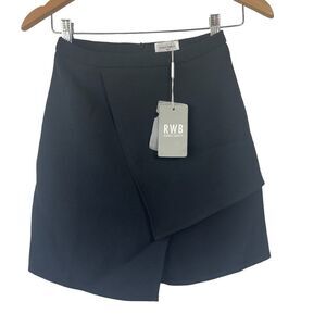 Runway Bandits NWT‎ Black Faux Wrap Style Mini Skirt Sz S